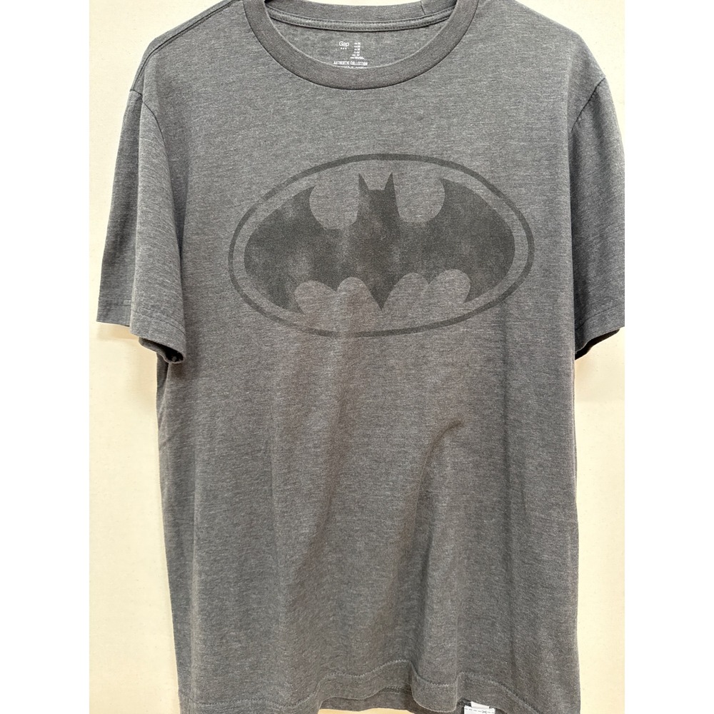 Gap Batman Graphic T-Shirt Mens Medium Gray Heathered DC Comics Logo Tee